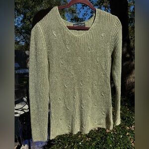 Salvatore Ferragamo light sage green chunky knit v-neck sweater